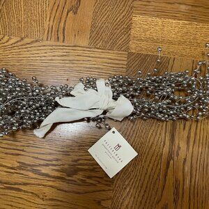 POTTERY BARN Pepperberry Garland Silver Pewter Color Beads Metal Wire 5 Feet NEW